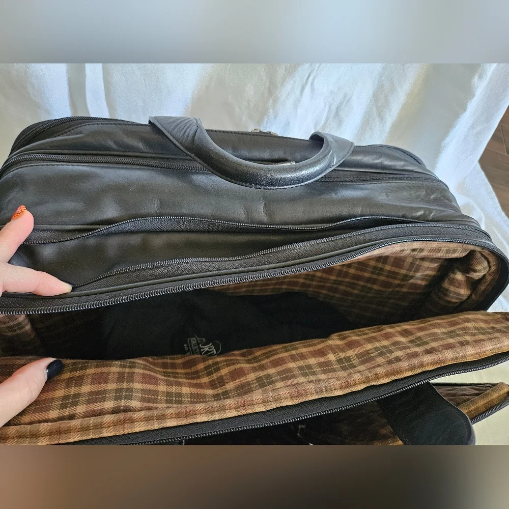Vintage El Portal Black Leather Briefcase Laptop Messenger Bag